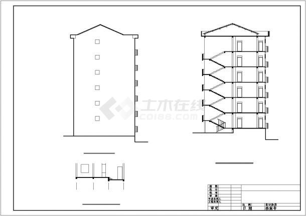 达州市某现代化小区2100平米6层砖混结构住宅楼全套建筑设计CAD图纸-图二