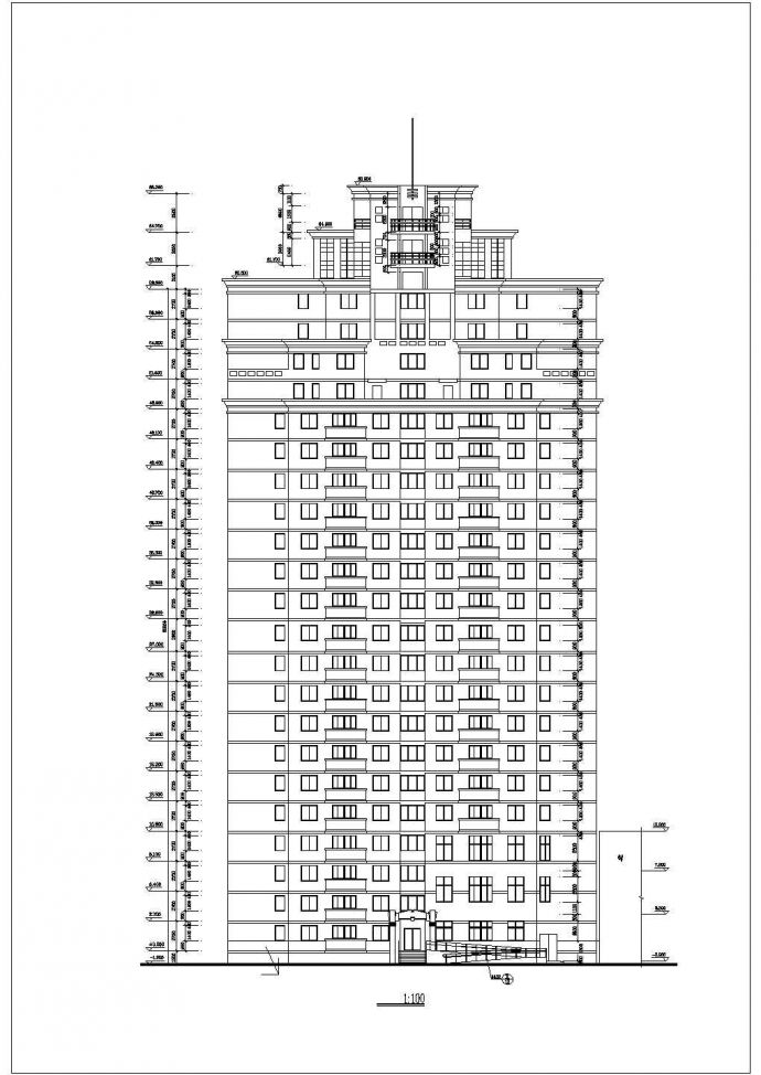 扬州市安盛家园小区1.7万平米22层框架结构住宅楼平立面设计CAD图纸_图1