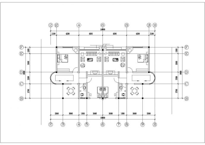 3层混合结构组合式别墅建筑设计CAD图纸（每户244平米）_图1