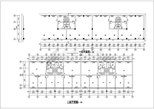 某2层砖混结构商住楼平立剖面设计CAD图纸（底层商用）-图二