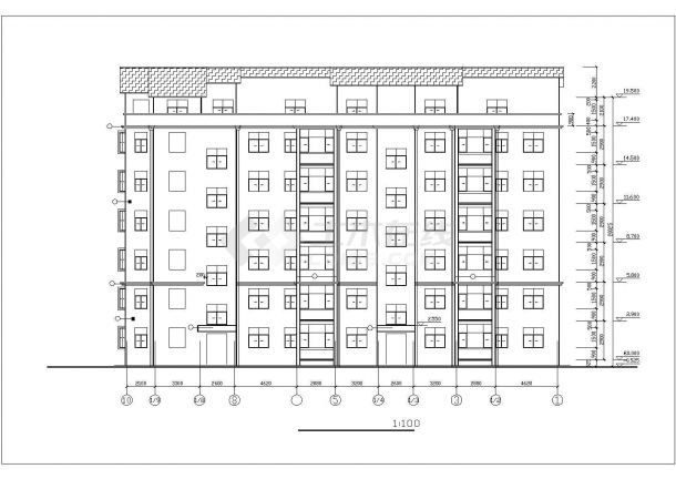 4850平米7层框混结构住宅楼全套建筑设计CAD图纸（含阁楼）-图一