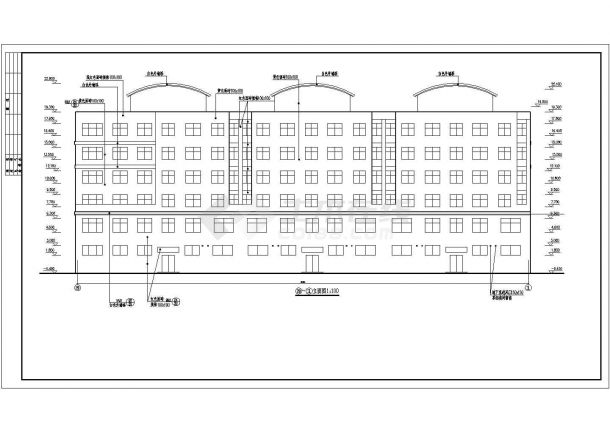 某小区临街6层框混结构商住楼平立剖面设计CAD图纸（1-2层商用）-图一