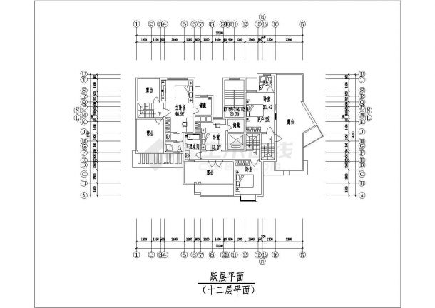 太原市某小区4900平米12层框架结构住宅楼平立面设计CAD图纸-图一