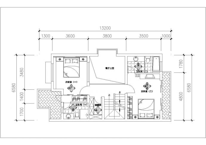 常州市蝶兰花园小区经典户型装修设计CAD图纸_图1
