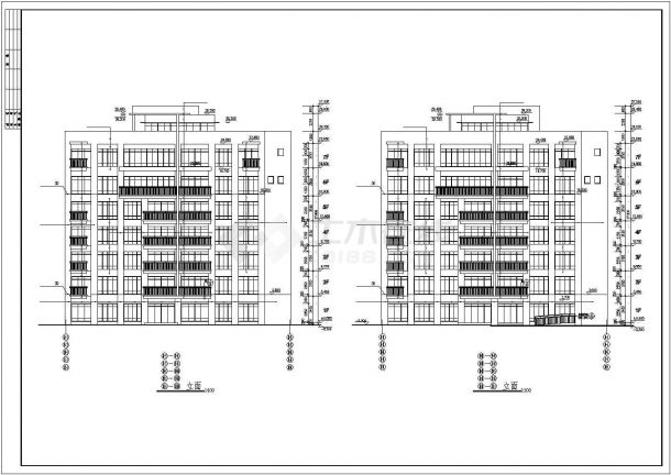 某小区7层砖混结构住宅楼全套建筑设计CAD图纸-图二