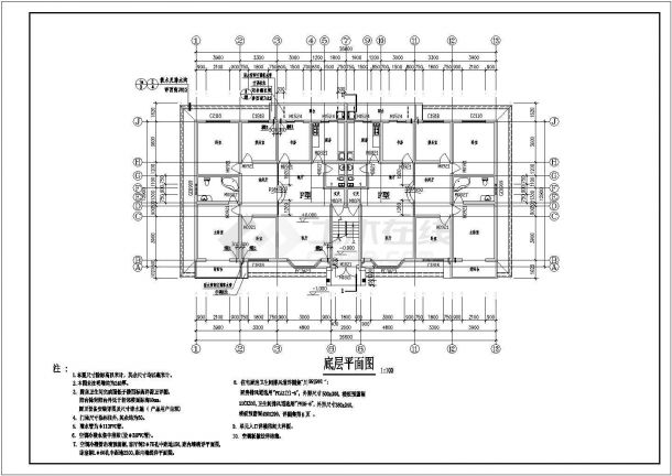 重庆市某社区2170平米6层砖混结构住宅楼建筑设计CAD图纸-图二