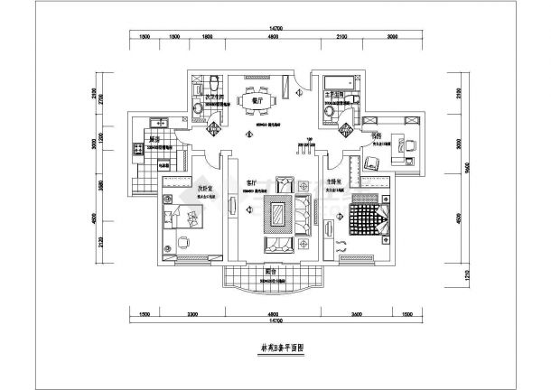 青岛市某新建小区经典热门户型装修施工设计CAD图纸-图一