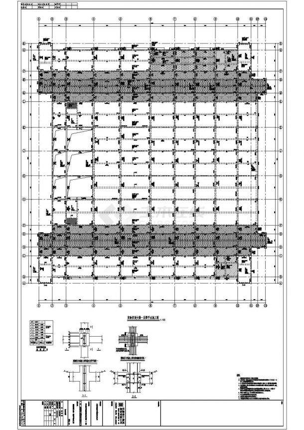 钢结构设计_六层钢混框架结构大学实验实训楼建筑结构施工CAD图-图一