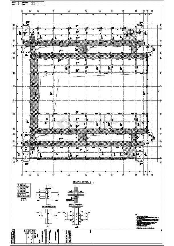 钢结构设计_六层钢混框架结构大学实验实训楼建筑结构施工CAD图-图二