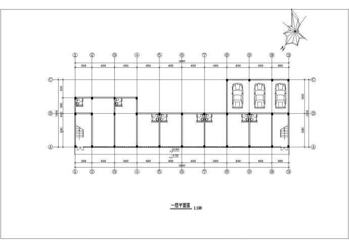 北京市朝阳门地区某社区6层框架结构商业楼平立面设计CAD图纸_图1