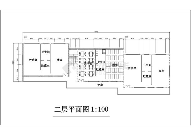 2100平米2层框架结构教学楼平立剖面设计CAD图纸-图一