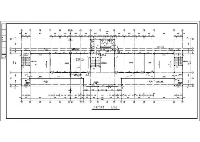 4165平方米某学校五层外廊式教学楼建筑施工cad图，共十二张_图1