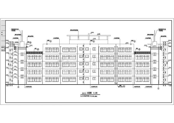 4165平方米某学校五层外廊式教学楼建筑施工cad图，共十二张-图二