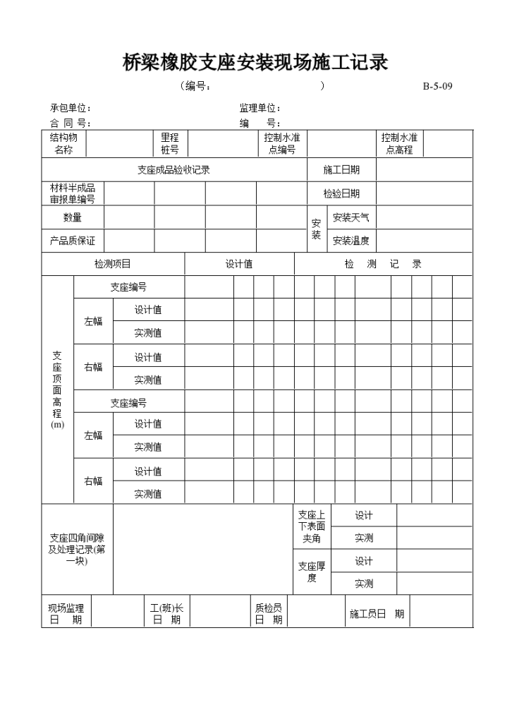 桥梁橡胶支座安装现场施工记录-图一