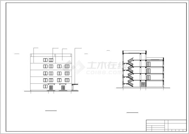 某地五层框架结构教学楼建筑施工cad图，共八张-图二