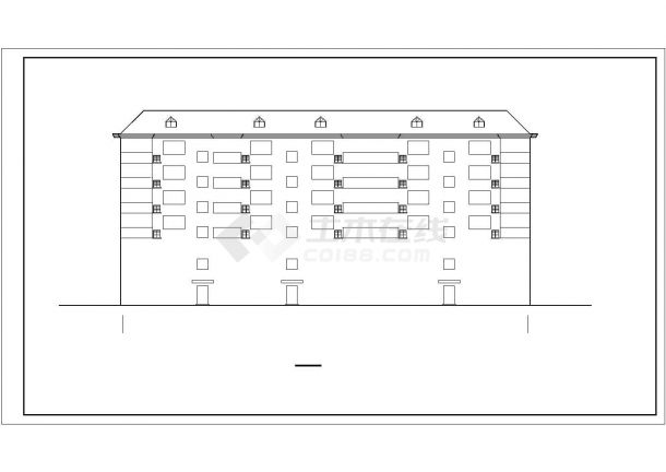 4000平米六层框架结构底商住宅楼平立剖面设计CAD图纸（1-2层商用）-图一