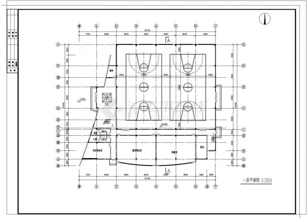 某地学校体育馆建筑设计方案图-图一