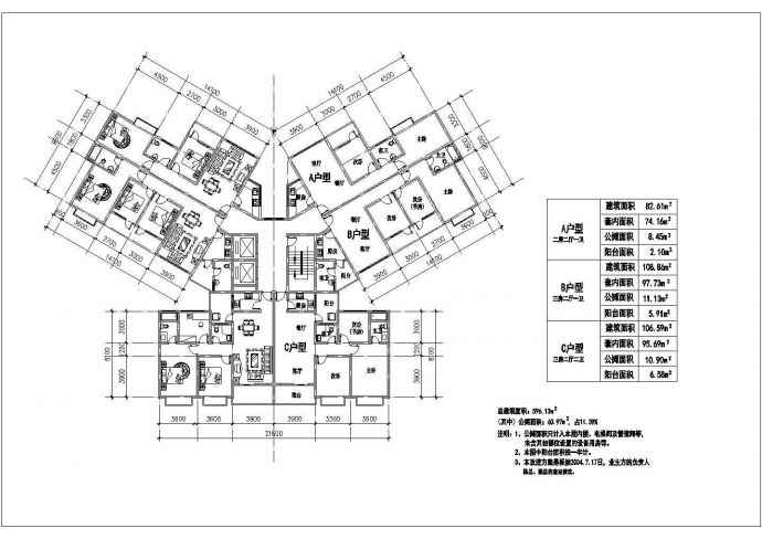哈尔滨市某新建小区平面户型设计CAD图纸（共32张）_图1