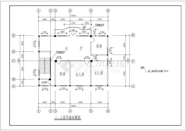 河南某三层住宅建筑设计CAD图纸-图一