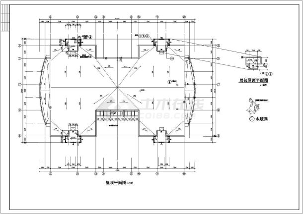 某现代化小区2800平米左右3层框架结构商务会所平面设计CAD图纸-图一