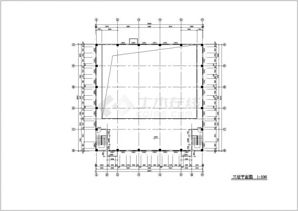 沭阳3层学校体育馆建筑设计施工cad图纸，共九张-图一