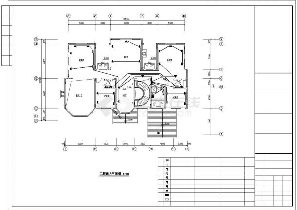 某市区三层别墅电气施工CAD平面布置参考图-图一