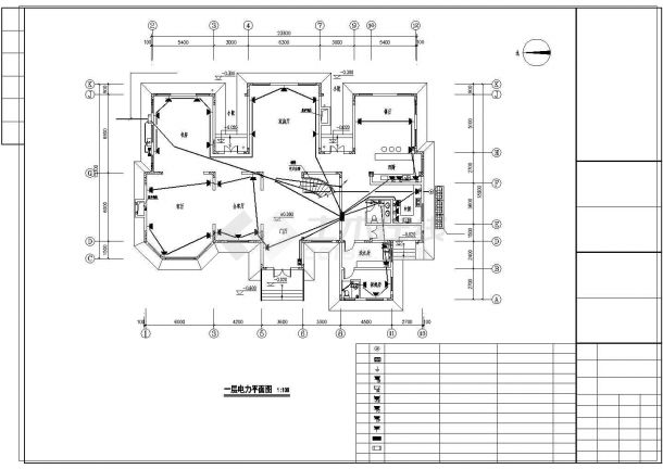 某市区三层别墅电气施工CAD平面布置参考图-图二