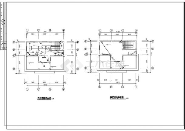某地方四层别墅电气CAD平面布置参考图-图一