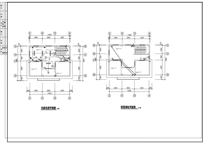 某地方四层别墅电气CAD平面布置参考图_图1