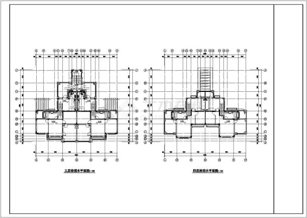 辽宁多层联排别墅给排水施工CAD图纸-图二