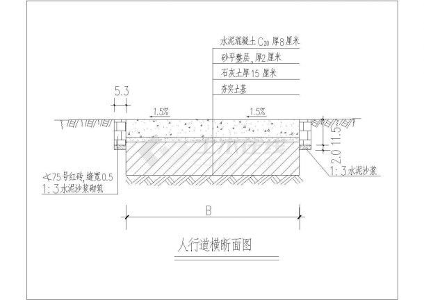 某人行道横断面图CAD详细大样-图一