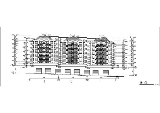 长春市某小区3500平米7层砖混结构住宅楼立剖面设计CAD图纸-图一