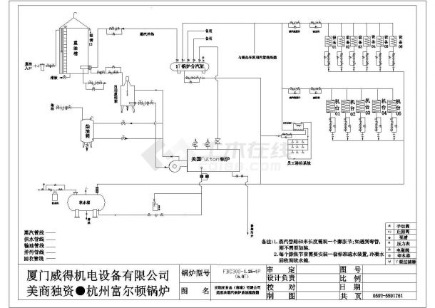 某南靖锅炉蒸汽CAD设计施工流程图-图二