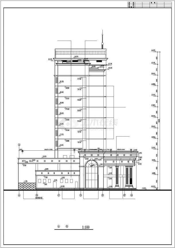 上海某金融单位11+1层框架结构商业综合楼全套建筑设计CAD图纸-图一