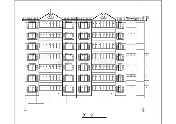 广州某小区占地570平米7层砖混结构住宅楼全套建筑设计CAD图纸-图一