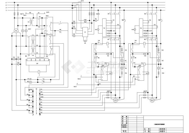 某二台柴油发电机并车控制CAD设计电路图-图一