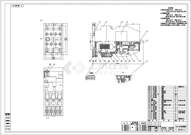 某交流接触器CAD构造设计总装图-图二