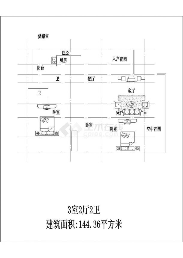 南京市某小区75-140平米左右的平面户型CAD设计图纸（共36张）-图一