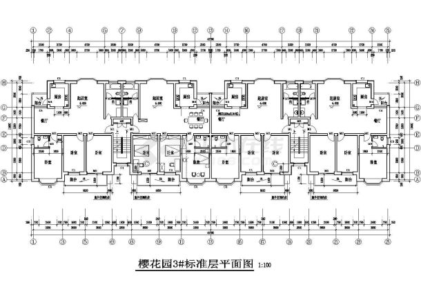 某新校区住宅楼建筑CAD设计规划详细平面-图二