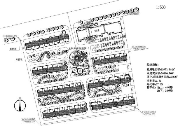 某特色风格住宅小区CAD设计建筑完整总平面规划-图一