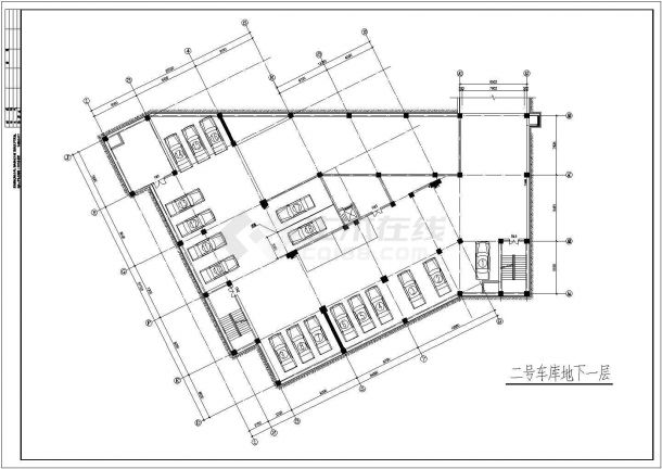 某小区地下车库CAD建筑设计平面方案图-图一