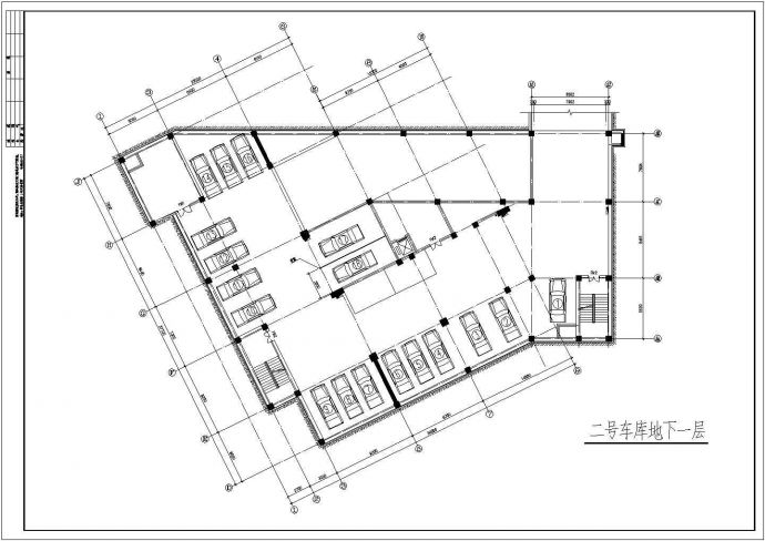 某小区地下车库CAD建筑设计平面方案图_图1