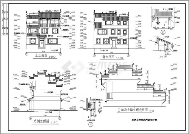 某湘西吊角住宅楼CAD建筑设计大样构造-图二