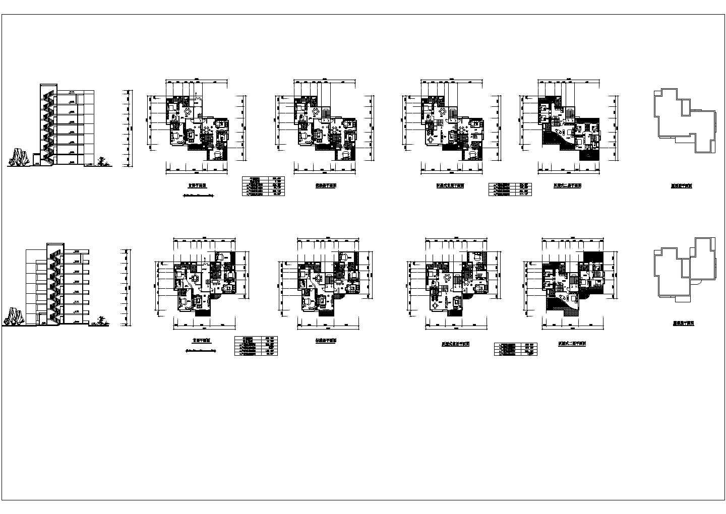 某跃层式住宅楼户型CAD建筑设计详细平面图