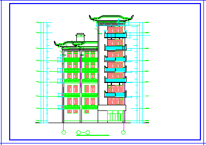 [天山]某茶城大楼外立面装饰cad设计施工图纸_图1