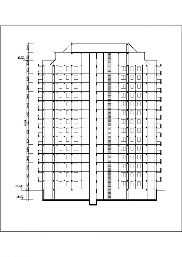 14+1层框架结构民居住宅楼平立面设计CAD图纸（1层8户）_图1
