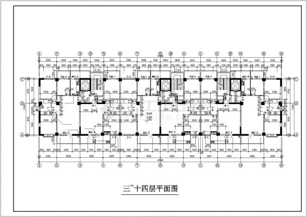 临街大型14层框架结构商住楼建筑CAD设计图纸（1-2层商用）-图一