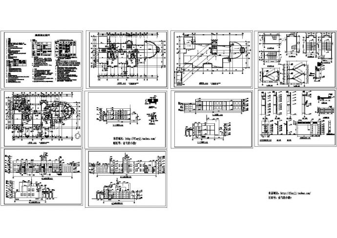 1123平方米二层砖混结构幼儿园建筑施工cad图，共十张_图1