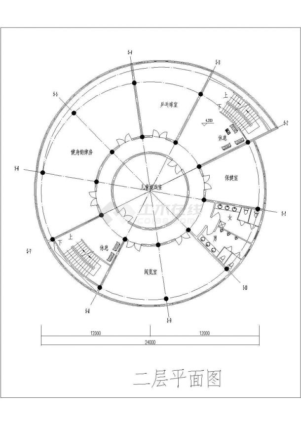 和平花苑会所设计cad建筑平面施工图（甲级院设计）-图一