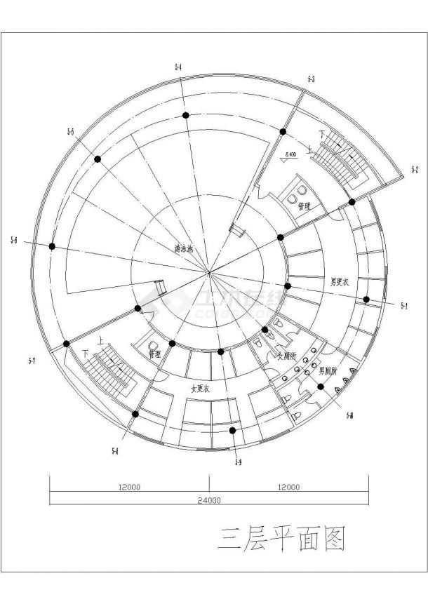 和平花苑会所设计cad建筑平面施工图（甲级院设计）-图二